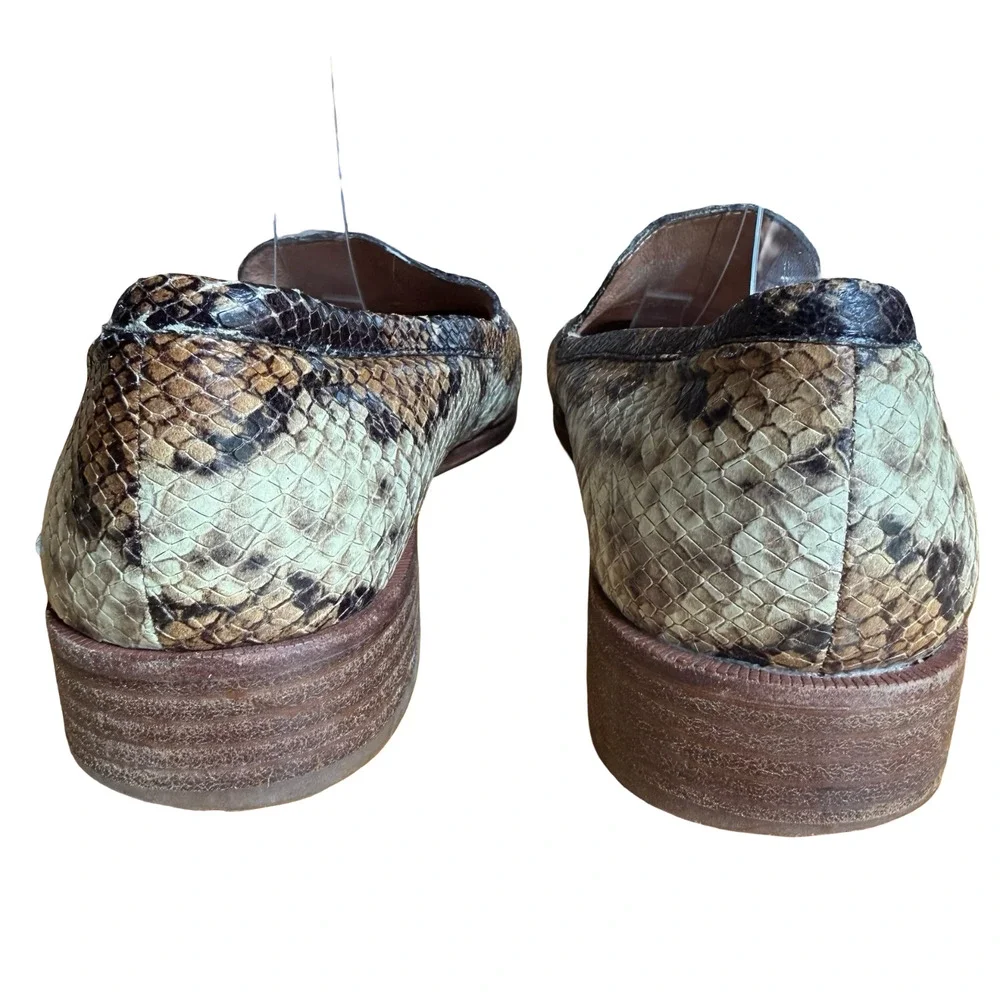 Madewell Leather Frances Snake Embossed Loafers Flats Slip On Shoes Brown 9.5